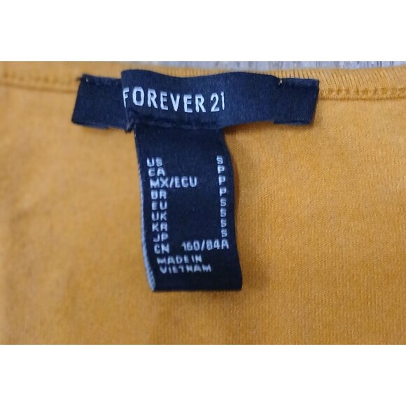 Juniors Small Cropped Peplum Long Sleeve Top Rust Ochre Yellow Boho Y2K - Picture 9 of 9